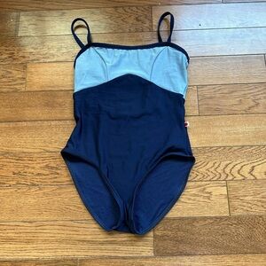 Yumiko Denise Leotard Blue & Navy Blue Paneled Size Extra Small Adult Two Tone
